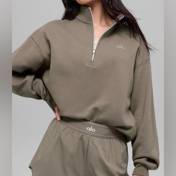 ALO Yoga Tops - Alo Accolade 1/4 Zip Pullover | color: light cocoa | size: XS